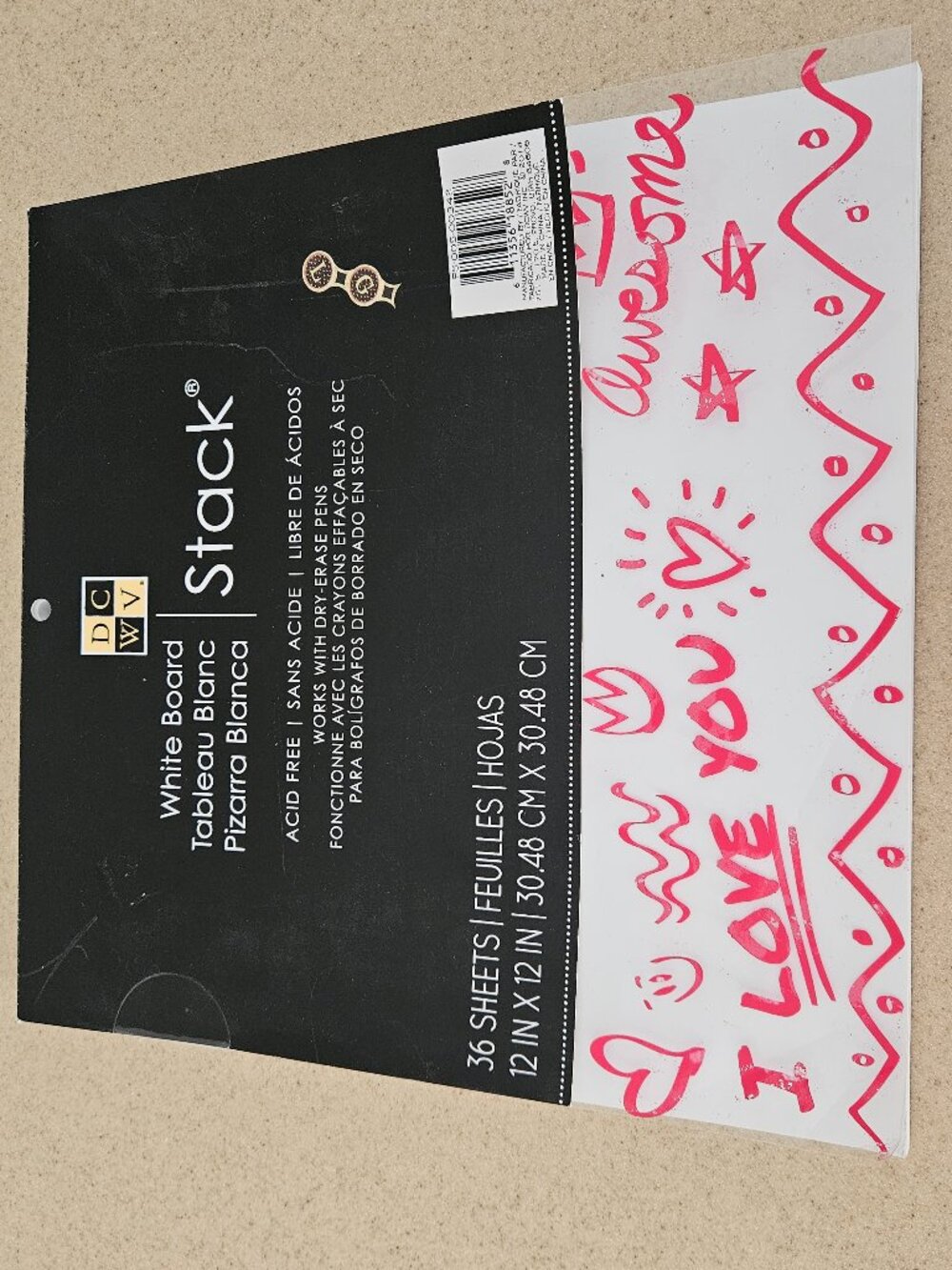 RARE NEW DCWV WHITE BOARD 12x12 SCRAPBOOK CRAFT CARDMAKING PAPER